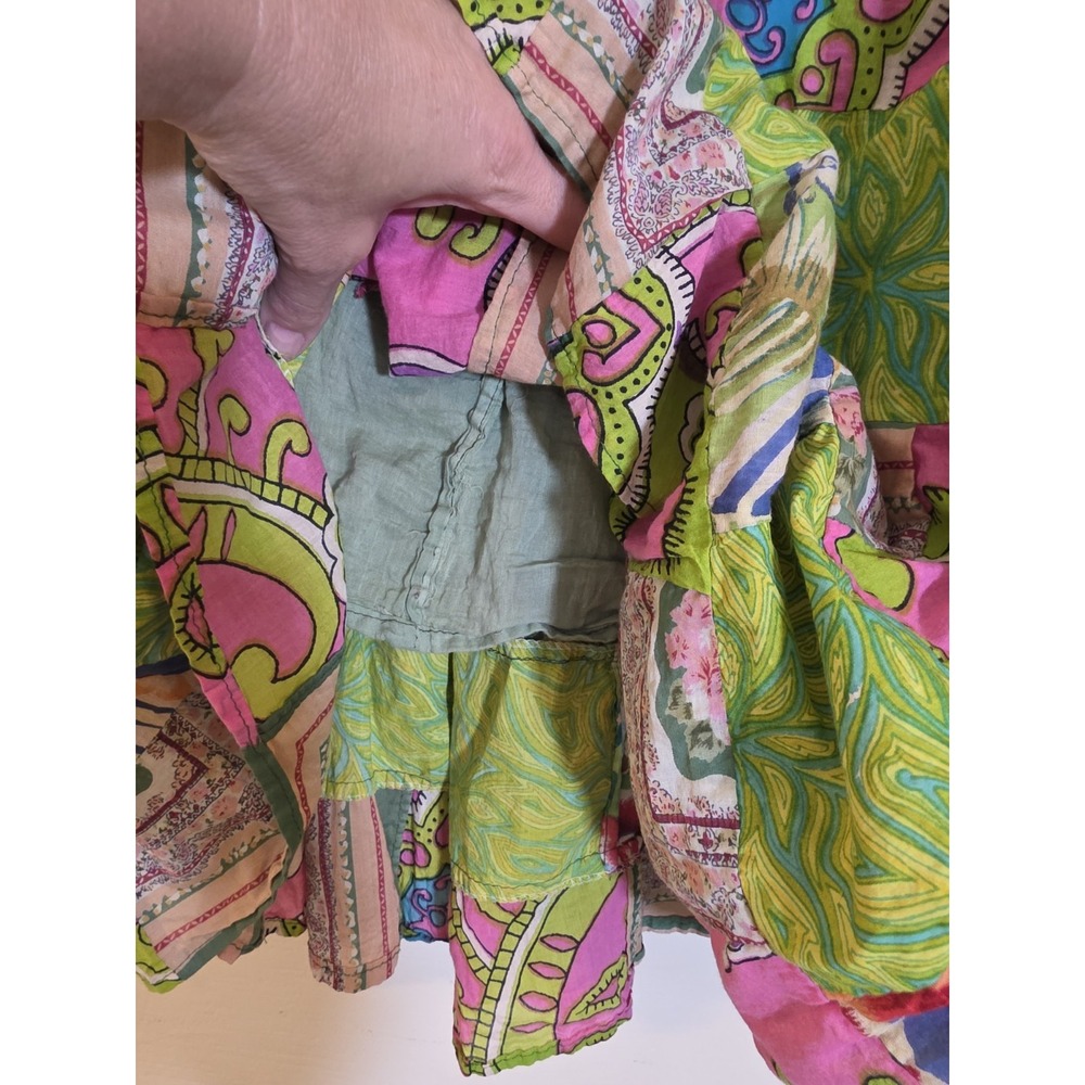 Multicolor Floral Patchwork Tiered Drawstring Cot… - image 8